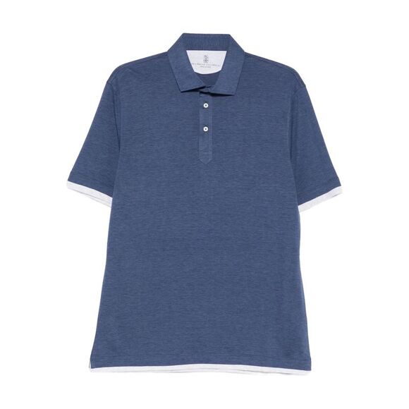 Brunello Cucinelli Men Silk And Cotton Polo Shirt
